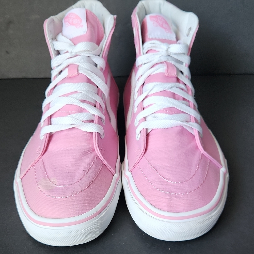 Vans Sk8-Hi Canvas Pink High-Top Skate Sneakers Women’s Size 10.5 Men’s Size 9 - Picture 2 of 10